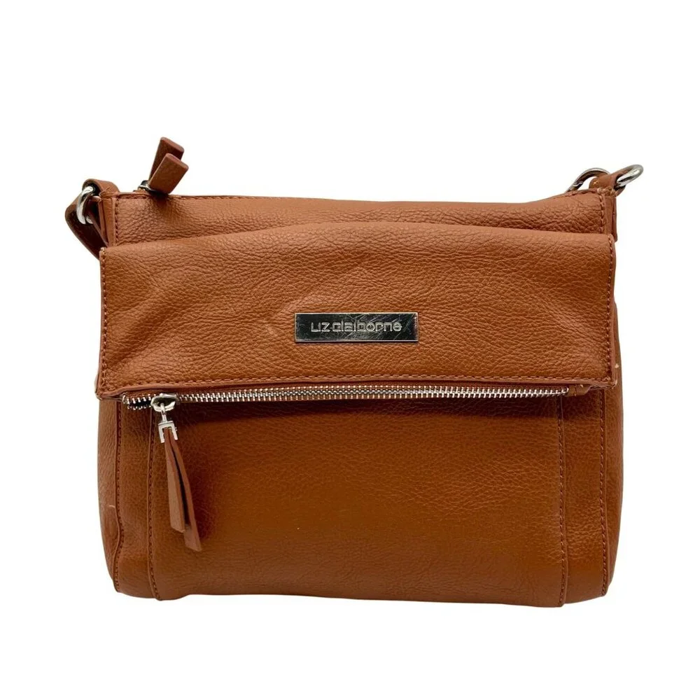 Liz Claiborne Brown Faux Leather Crossbody Purse